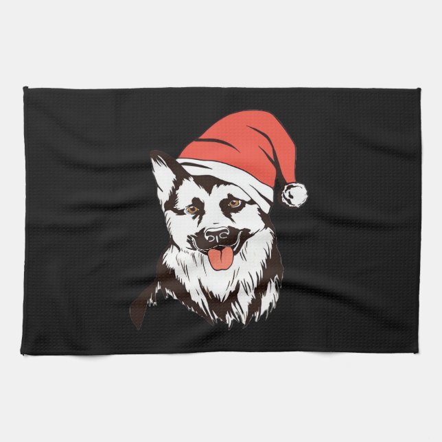 Christmas German Shepherd Classic T-Shirt Tea Towel (Horizontal)