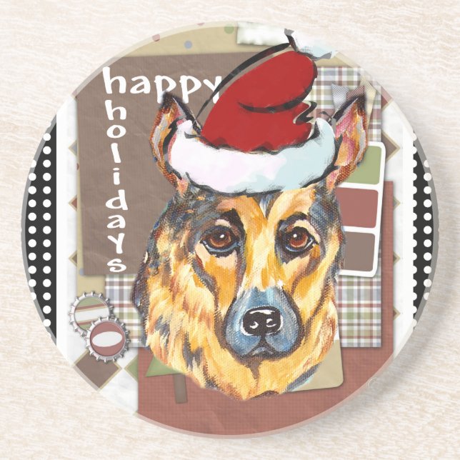 CHRISTMAS GERMAN SHEPHERD COASTER (Front)