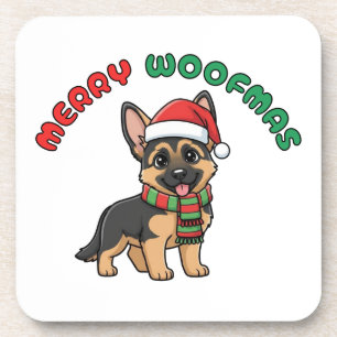 Christmas German Shepherd Coaster: Merry Woofmas Coaster