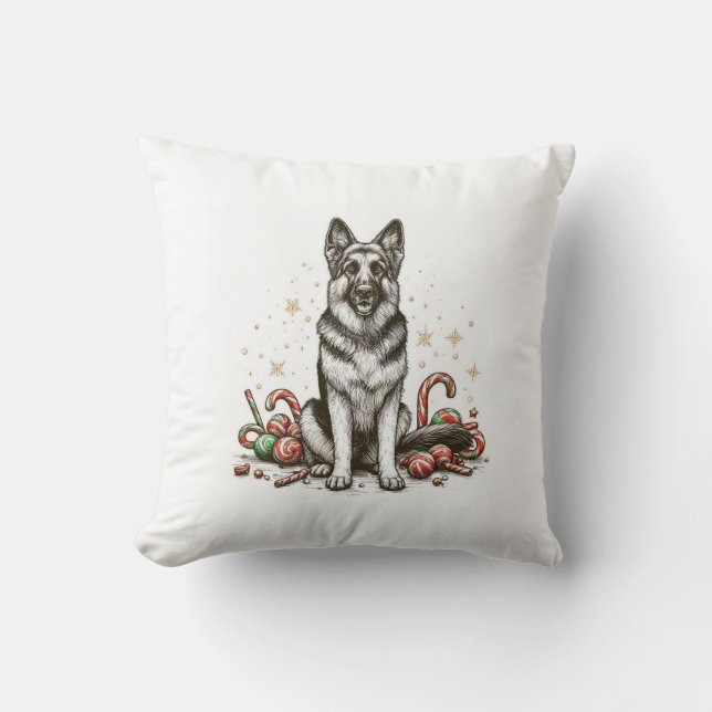 Christmas German Shepherd Cushion (Front)