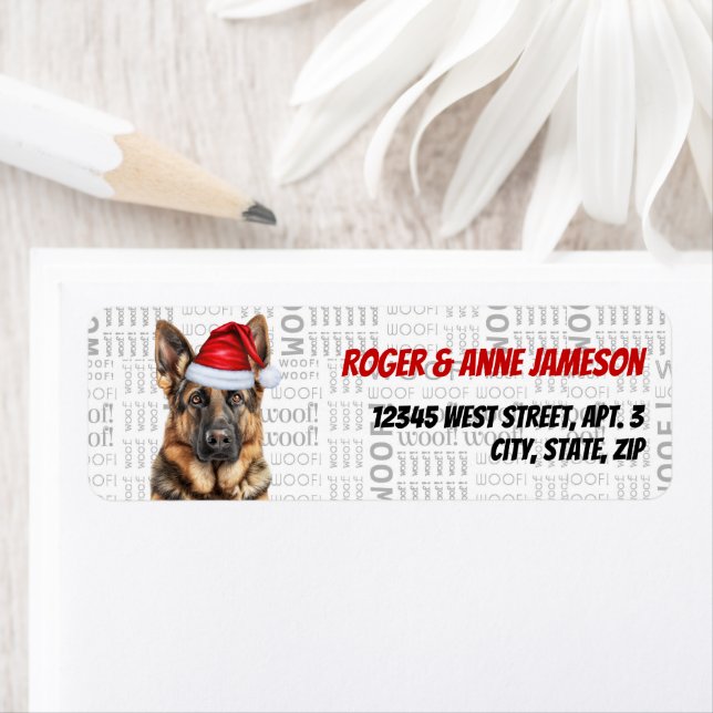 Christmas German Shepherd Dog Lover Return Address Label (Insitu)