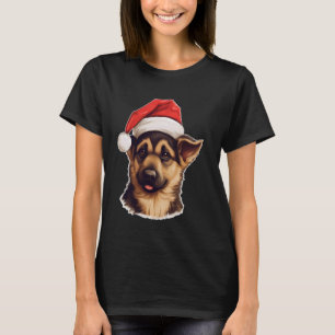 Christmas German Shepherd Dog Puppy Santa Hat T-Shirt