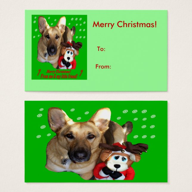 Christmas German Shepherd Dog Reindeer Gift Tags (Front & Back)