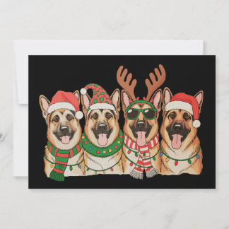 Christmas German Shepherd Dog Xmas Lights Santa Holiday Card