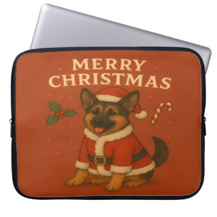 Christmas German Shepherd Dog Xmas Santa Dog Laptop Sleeve