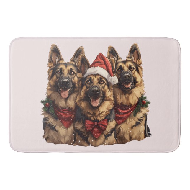 Christmas German Shepherd Dogs Bath Mat (Front)