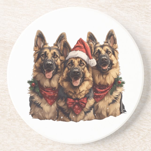 Christmas German Shepherd Dogs Coaster (Front)