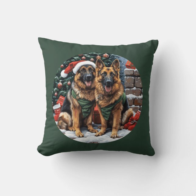 Christmas German Shepherd Dogs Cushion (Front)
