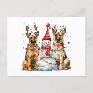 Christmas German Shepherd Dogs Holiday Postcard