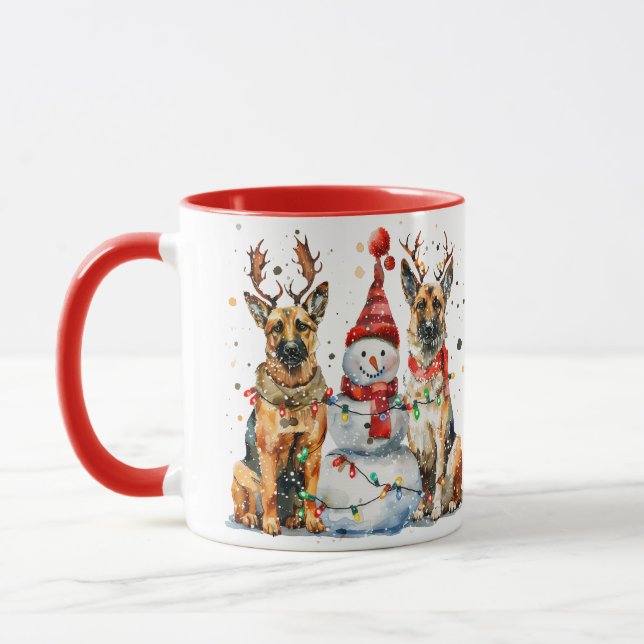 Christmas German Shepherd Dogs Mug (Left)