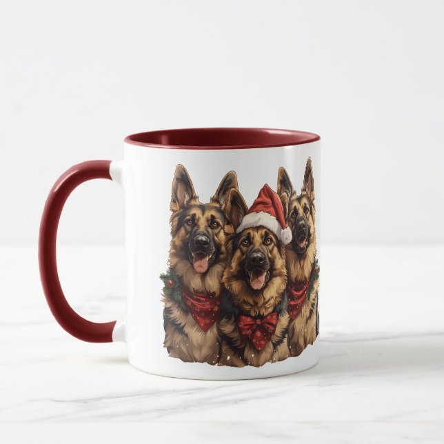 Christmas German Shepherd Dogs Mug (Left)