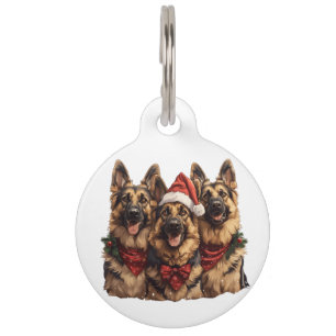 Christmas German Shepherd Dogs Pet Tag