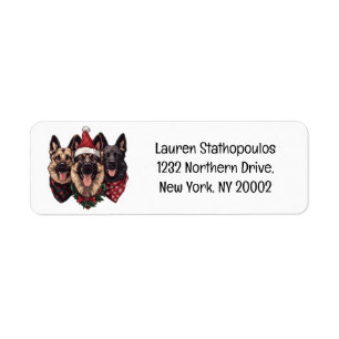 Christmas German Shepherd Dogs Return Address Label