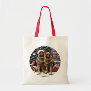 Christmas German Shepherd Dogs Tote Bag