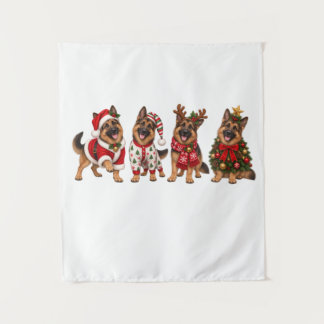 Christmas German Shepherd Holiday Friends Tapestry
