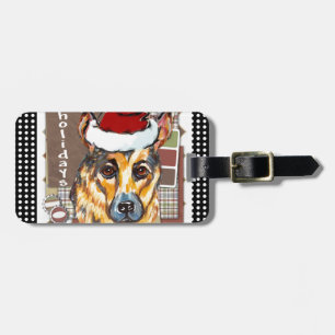 CHRISTMAS GERMAN SHEPHERD LUGGAGE TAG