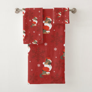 Christmas German Shepherd Pattern Bath Towel Set