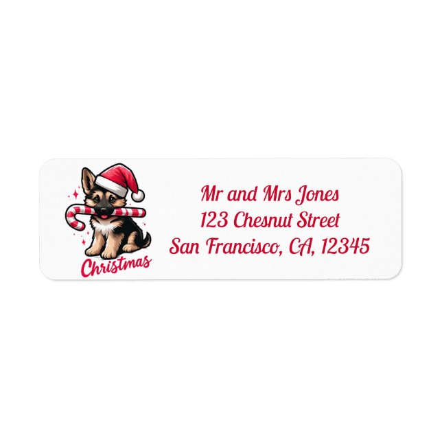 Christmas German Shepherd Return address Label (Front)