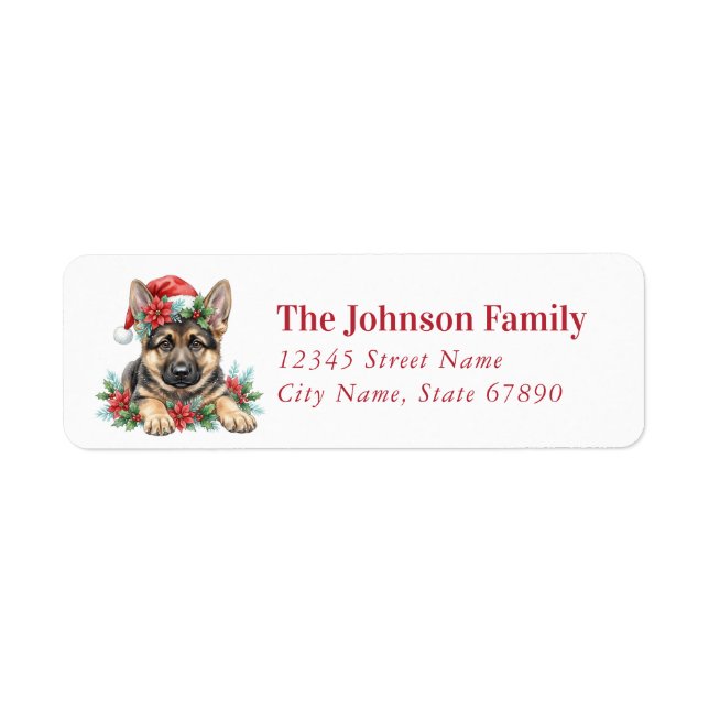 Christmas German Shepherd Return Address Labels (Front)