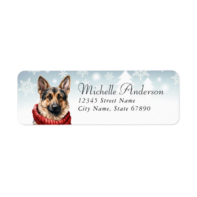 Christmas German Shepherd Return Address Labels (Front)
