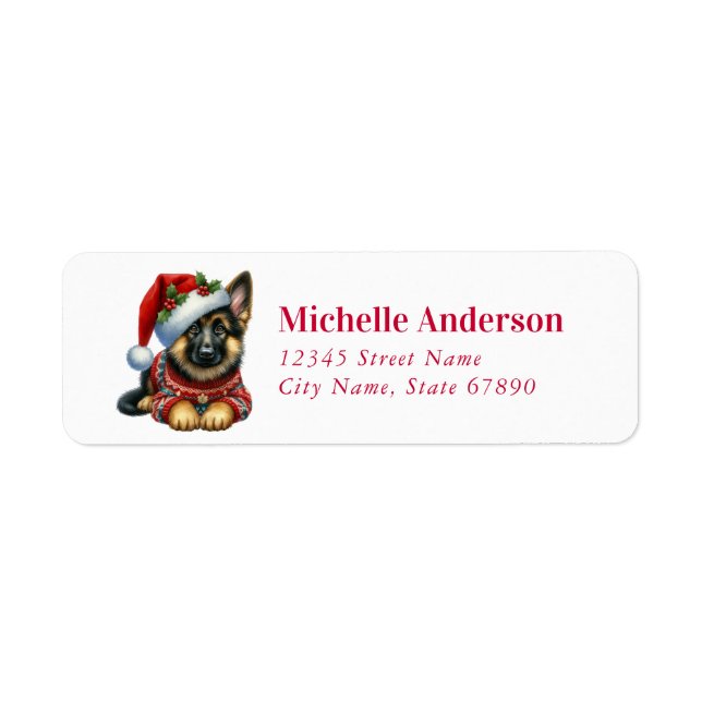 Christmas German Shepherd Return Address Labels (Front)