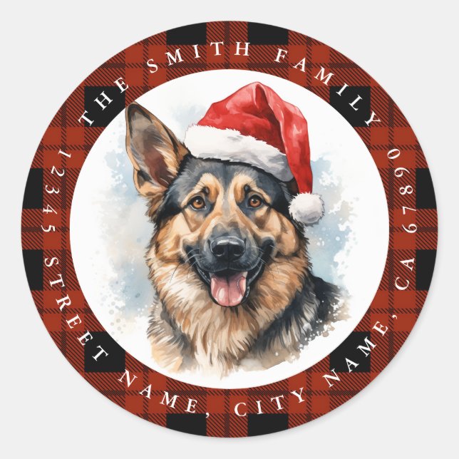 Christmas German Shepherd Round Stickers (Front)