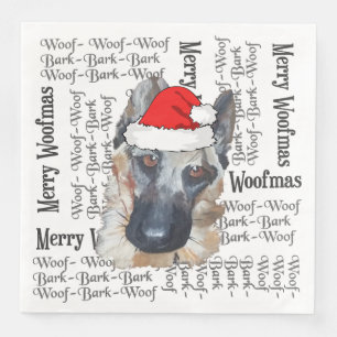 Christmas German Shepherd Santa Hat Napkin