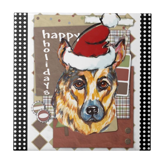 CHRISTMAS GERMAN SHEPHERD TILE (Front)