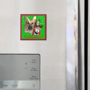 Christmas German Shepherd & Toy Reindeer Magnet