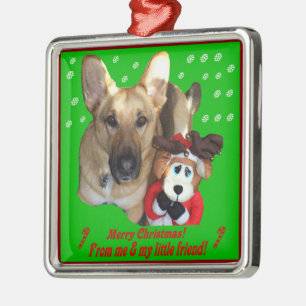 Christmas German Shepherd & Toy Reindeer Metal Tree Decoration