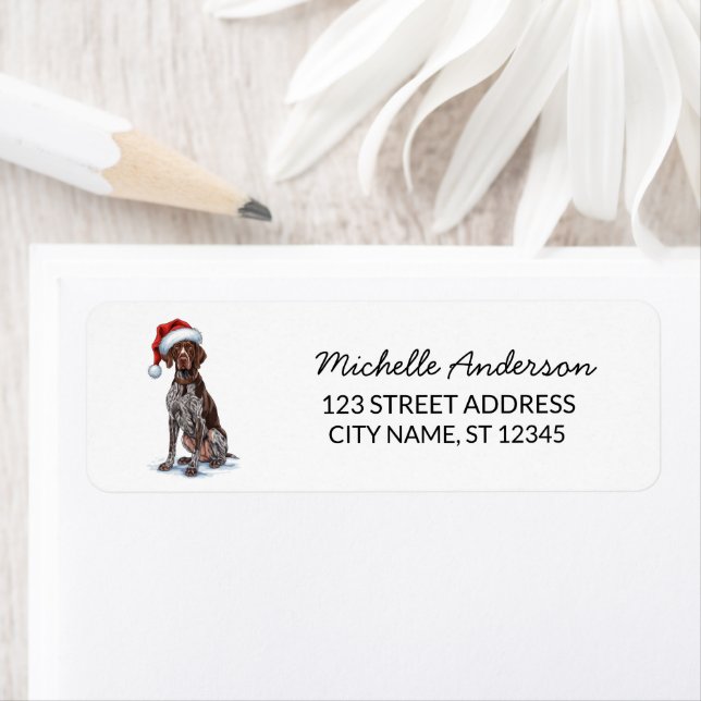 Christmas German Shorthaired Pointe Return Address Label (Insitu)