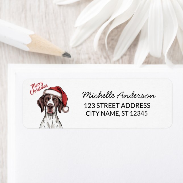 Christmas German Shorthaired Pointe Return Address Label (Insitu)