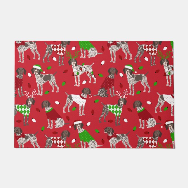 Christmas German Shorthaired Pointer Doormat (Front)