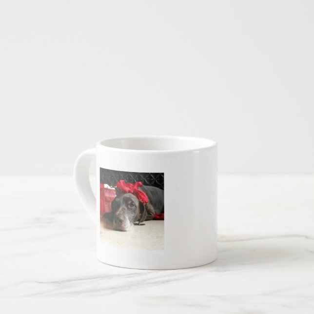 Christmas german shorthaired pointer espresso cup (Front Left)