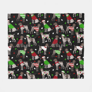 Christmas German Shorthaired Pointer Fleece Blanke Blanket
