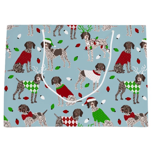 Christmas German Shorthaired Pointer Large Gift Bag (Front)