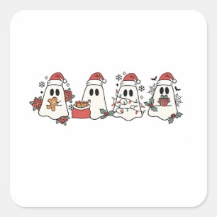 Christmas Ghost Spooky Holiday Halloween Christm Square Sticker