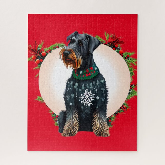 Christmas Giant Schnauzer in Ugly Sweater Puzzle (Vertical)