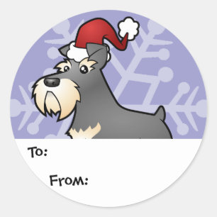 Christmas Giant/Standard/Miniature Schnauzer Classic Round Sticker