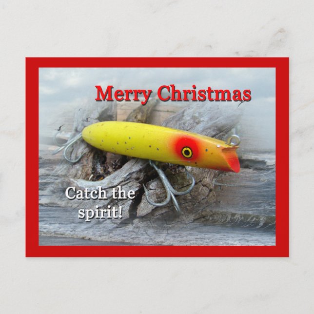 Christmas Gibbs Darter Vintage Saltwater Lure Holiday Postcard (Front)
