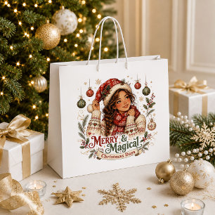 Christmas Gift Bag Festive Red Green Quote Style J