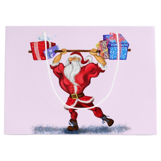 Christmas Gift Bag Funny Bodybuilder Santa (Front)