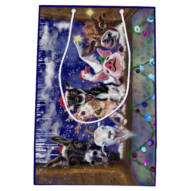 Christmas Gift Bag Funny Farm Animal Party (Back)