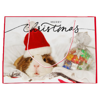 CHRISTMAS GIFT BAG HAMSTER WITH SANTA HAT 