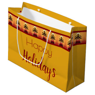 Christmas Gift Bag In Gold And Cranberry