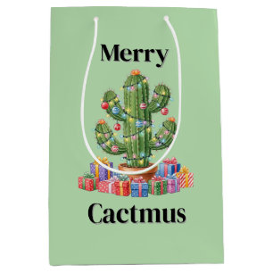 Christmas Gift Bag Medium- Merry Cactmus