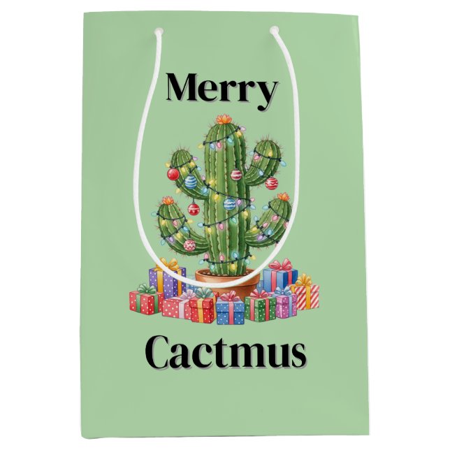 Christmas Gift Bag Medium- Merry Cactmus (Front)