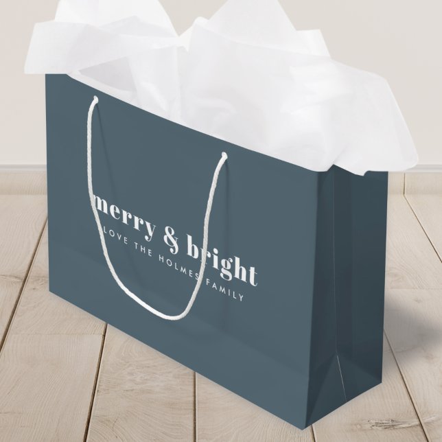 Christmas Gift Bag | Merry & Bright Dusky Blue (Creator Uploaded)