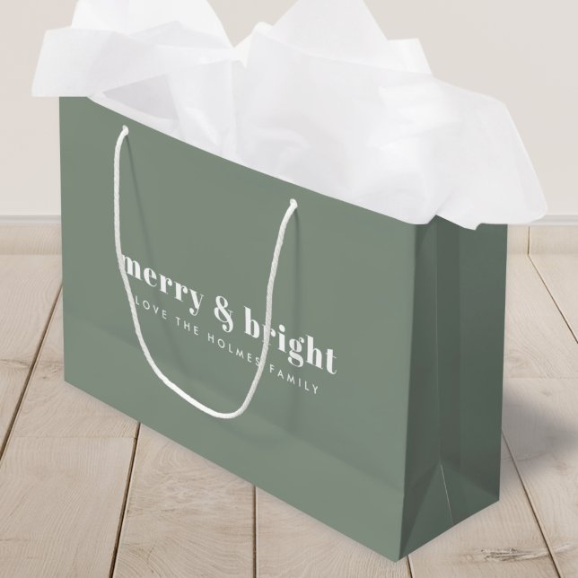 Christmas Gift Bag | Merry & Bright Soft Green (Creator Uploaded)