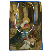 CHRISTMAS GIFT BAG RENAISSANCE NATIVITY PAINTING 